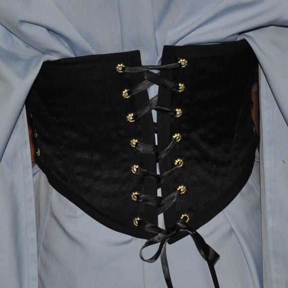Handmade 2 sided, Lace-up, Bustier Corset, Star Print & Black Cashmere  M - Picture 11 of 13